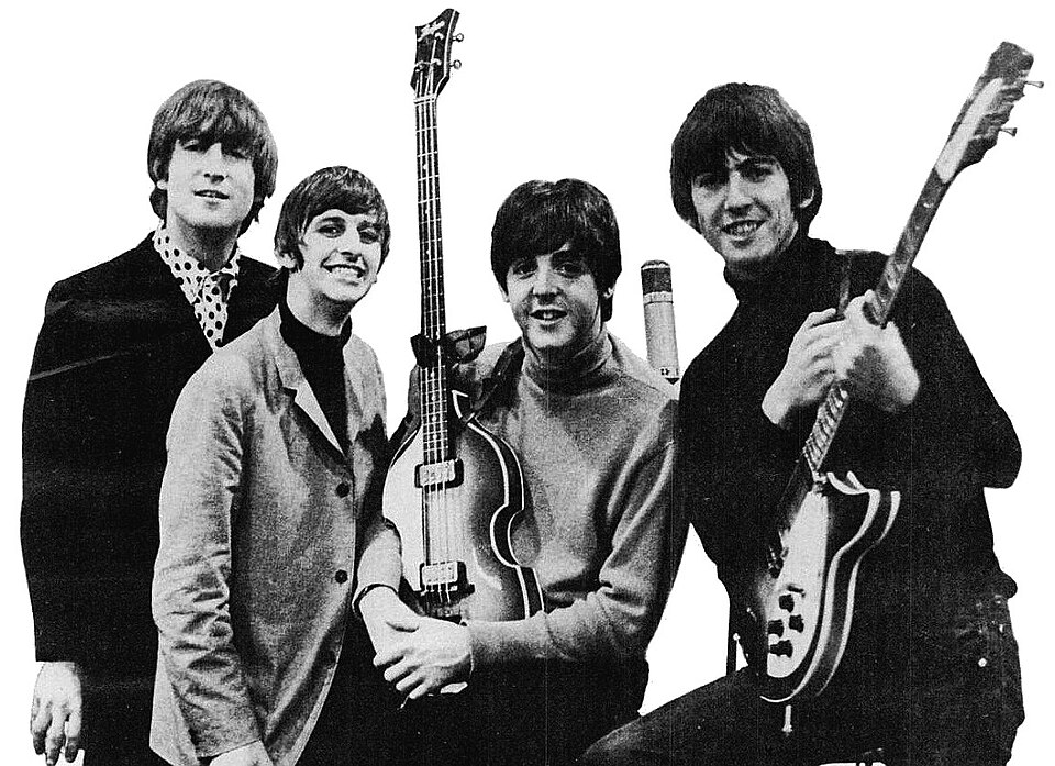 The Beatles in a 1965 trade advertisement photograph.